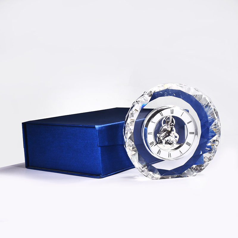 Factory Wholesale Desk and Table Crystal Frame with Quartz Clock