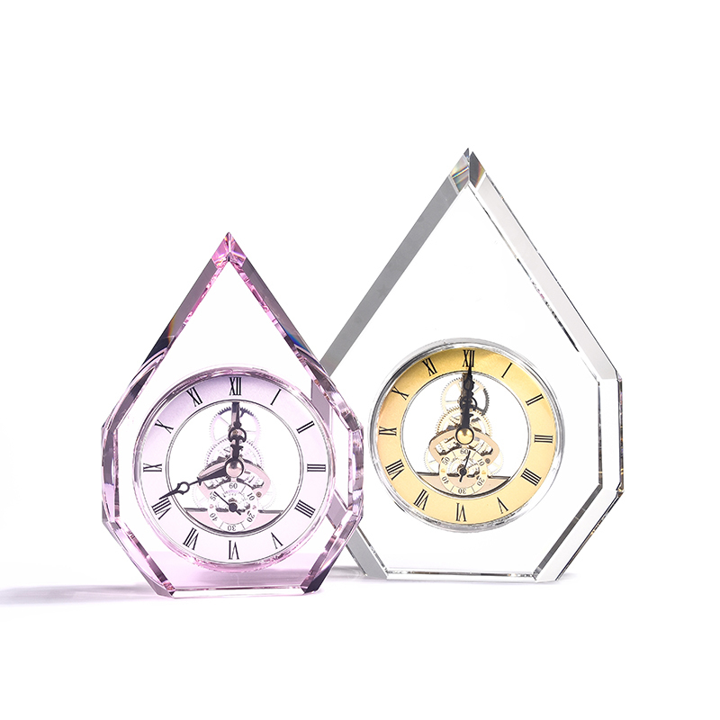 Hand Made Diamond Cutting Quartz Crystal Desk Clock Wedding Souvenir