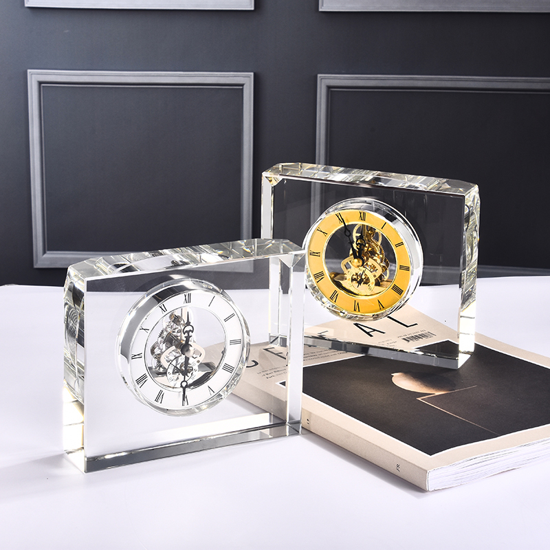 Hot Selling Square Shape Crystal Frame Table Decoration Clock Crystal Crafts