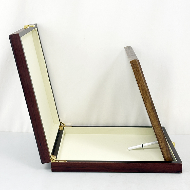 Blank Walnut Wood Box with Plaque Wooden Business Trophy Award with Gold Plate Certificate MH-LJ0807