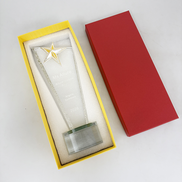 Gold Silver Bronze Metal Star Glass Crystal Award Trophy MH-LJ0768
