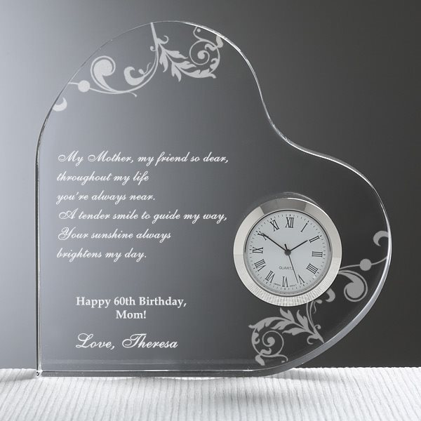 Love Theme Crystal Heart Shape Clock