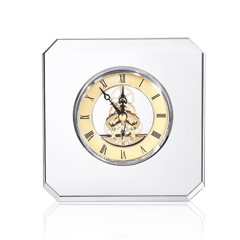 Wholesale Custom Logo Engraving Cube Crystal Table Clock