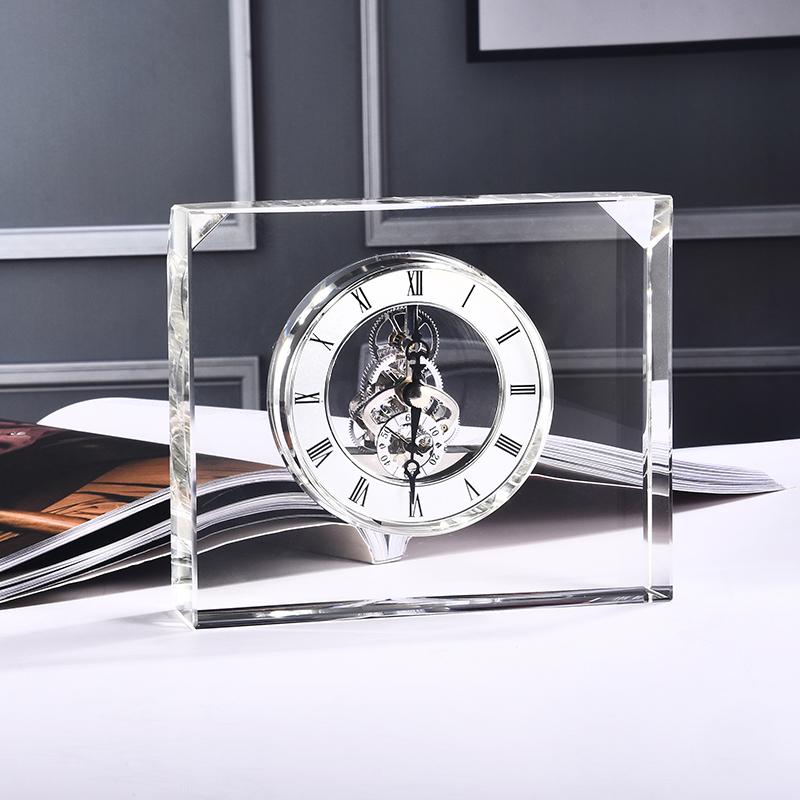 Hot Selling Square Shape Crystal Frame Table Decoration Clock Crystal Crafts