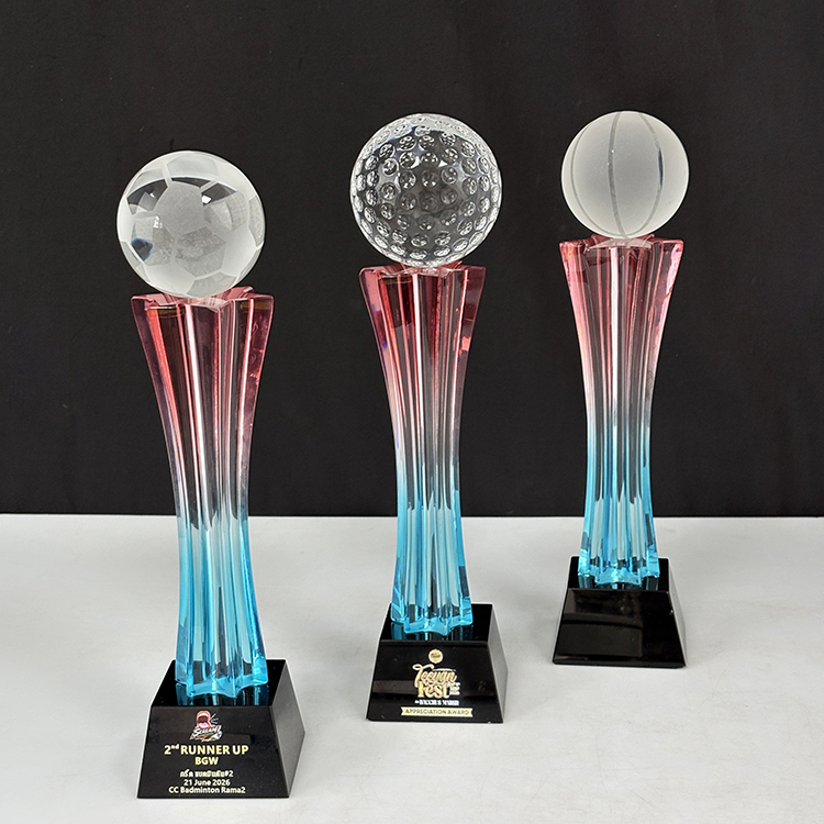 Golf Football Basketball Colored Glass Crystal Sports Trophy MH-LJ0763