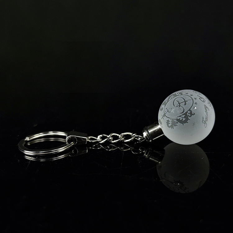 Personalized Crystal Frosted Ball Keychain with Light KeyRing MH-YS0532