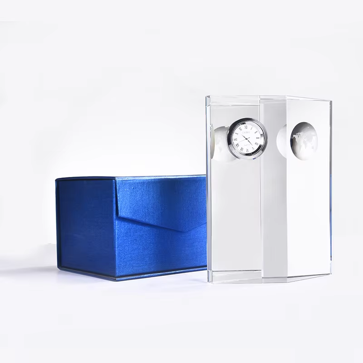 Manufacturer Direct Sales Business Crystal Clock Gifts Home Decoration K9 Crystal Pillar Clock Festival Decoration Clock