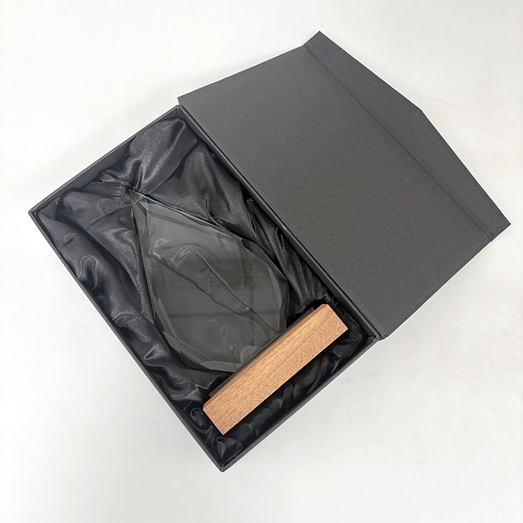 12.5x20.5cm Blank Peak Shaped Crystal Trophy with Wooden Base MH-LJ0803
