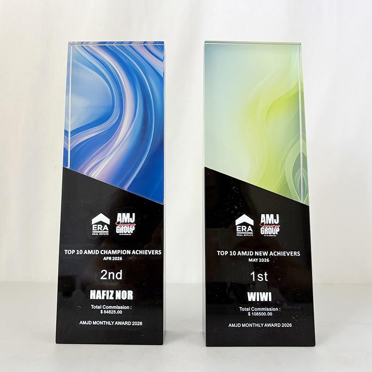 Full Color Optical Crystal Glass Trophy with Black Base MH-LJ0792