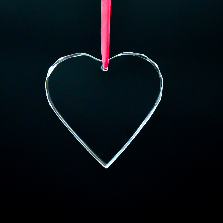 Factory Wholesale Blank K9 Glass Christmas Ornaments Decoration Customized Heart Crystal Christmas Ornament