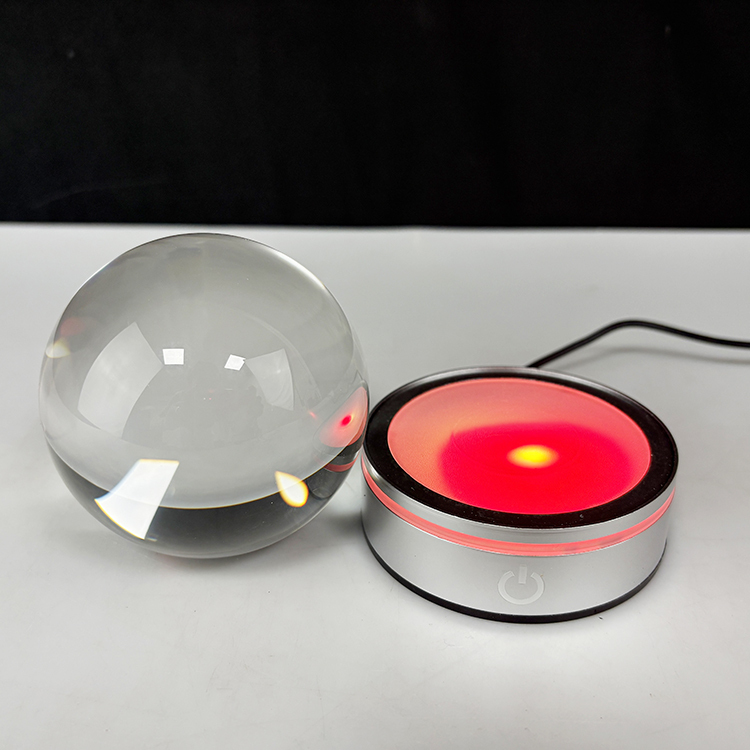 Light up Blank Crystal Ball with Silver Plastic Led Light Base