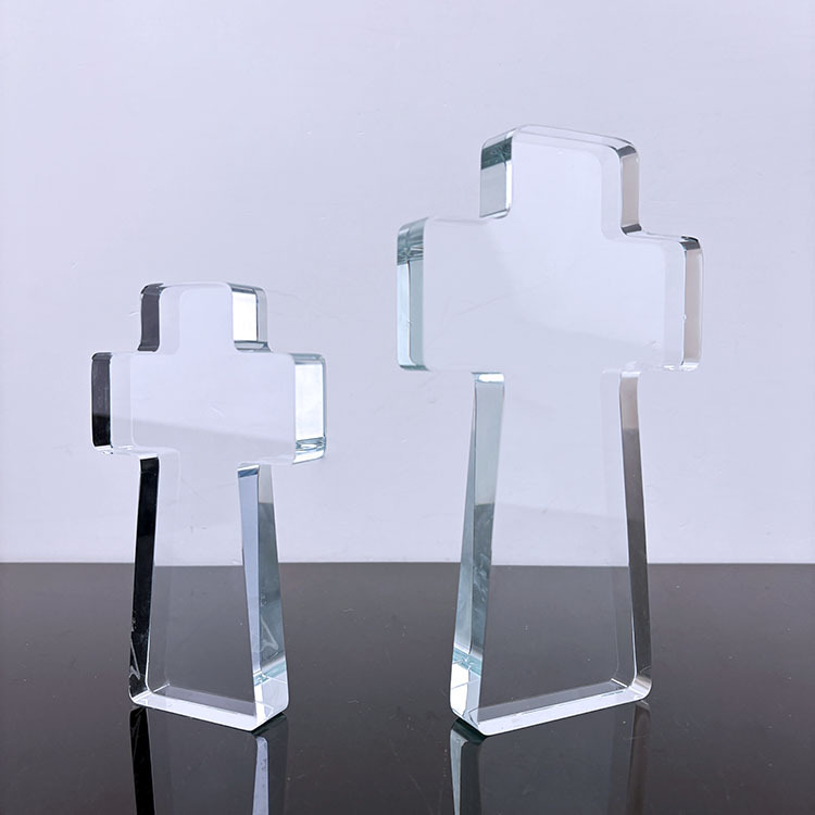 15cm 20cm Height Clear Crystal Glass Standing Cross MH-15559