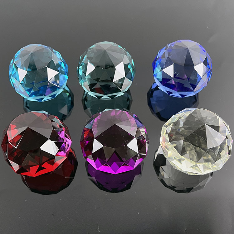 Colored Faceted Glass Crystal Sphere Ball MH-Q0250