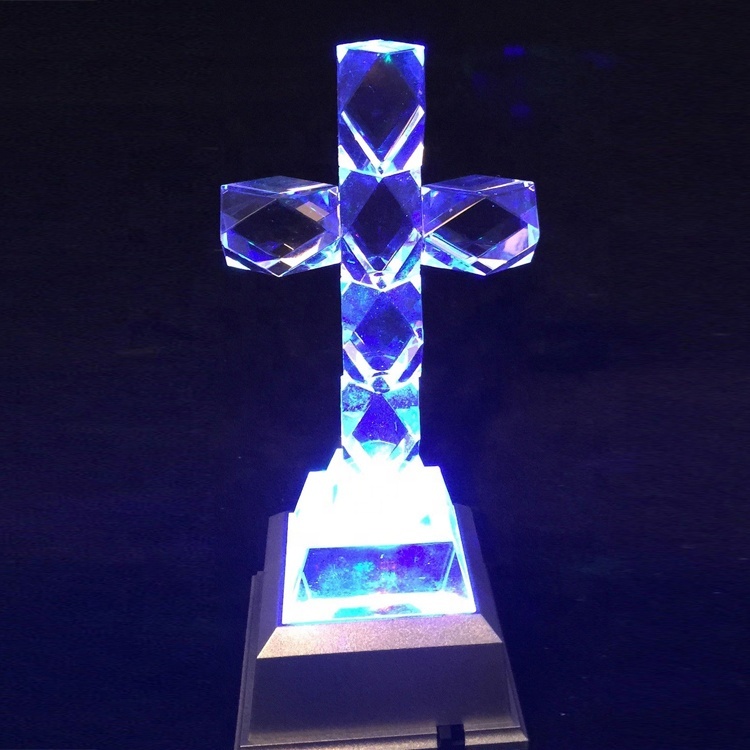 Standing Glass Crystal Cross Figurine MH-15033