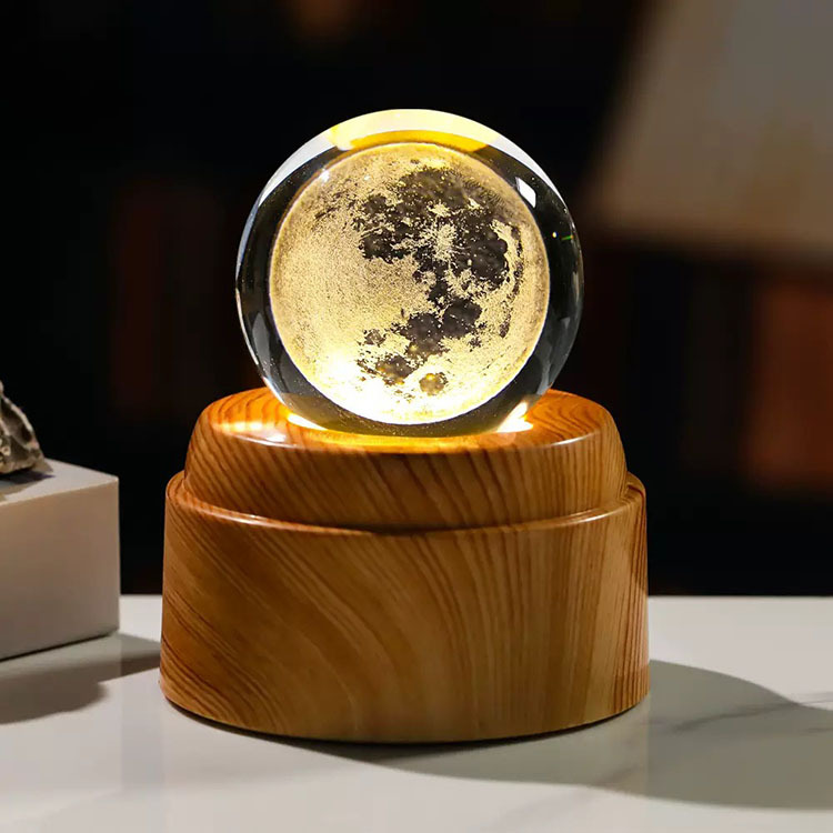 Light up Crystal Laser Milky Way Saturn Ball with Rotating Plastic Led Light Base MH-Q0274