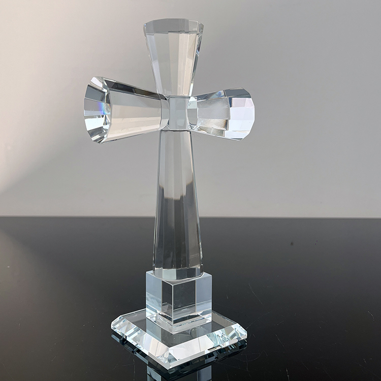 10x18.5cm Clear Crystal Glass Standing Cross MH-15556
