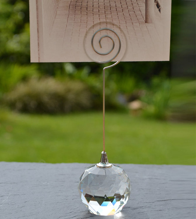 Cut Crystal Ball Photo Place Name Card Holder MH-B0329