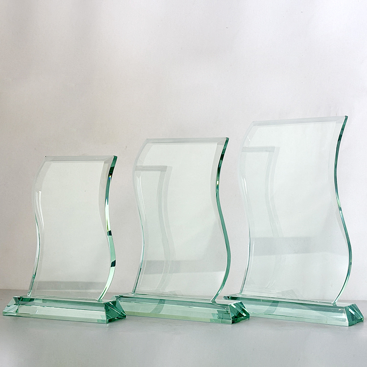 S Wave Shape Blank Jade Glass Awards Trophy MH-LJ0369
