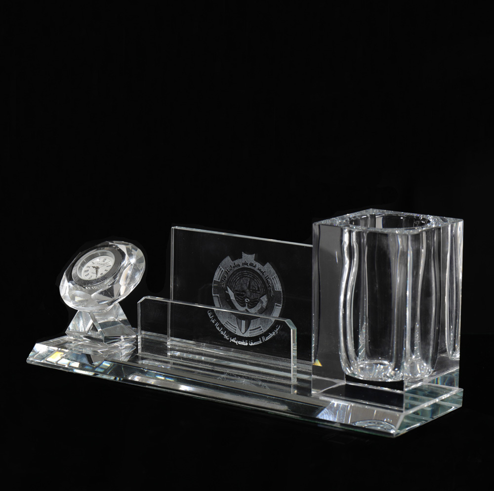 Multi-functional Three in One K9 Crystal Electronic Clock Pen Holder with Office Business Gifts MH-B0376