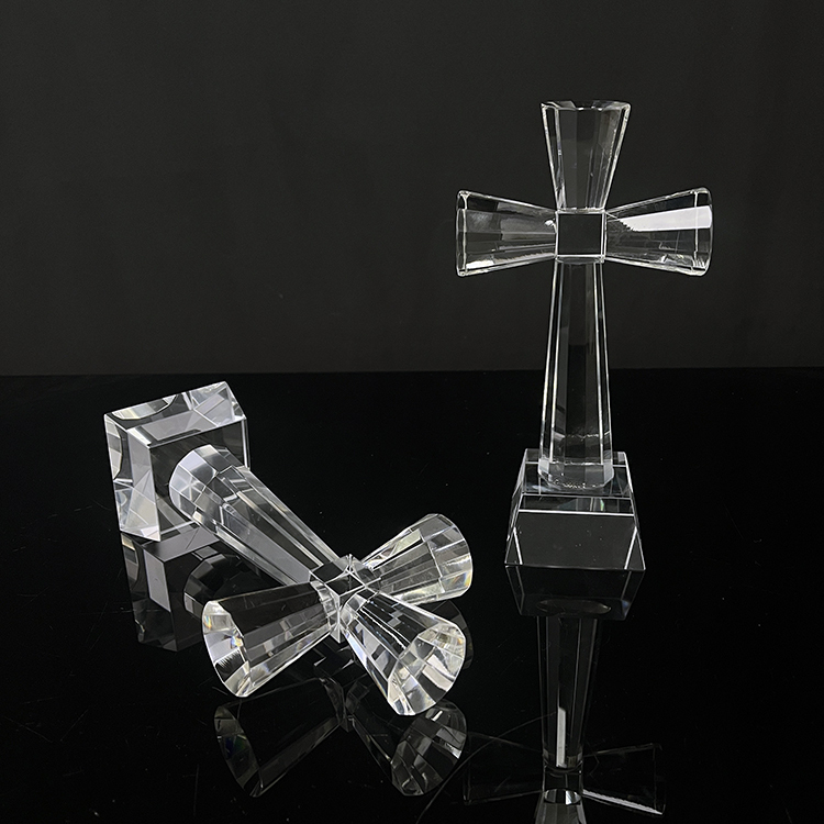 10x19cm Clear Crystal Glass Standing Cross MH-15554