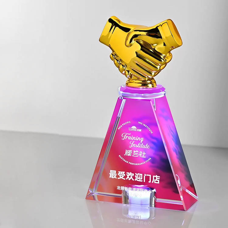 Rainbow Star 2026  Gold Cup Personalized Crystal  Trophy Award with Light Base MH-FJ0048