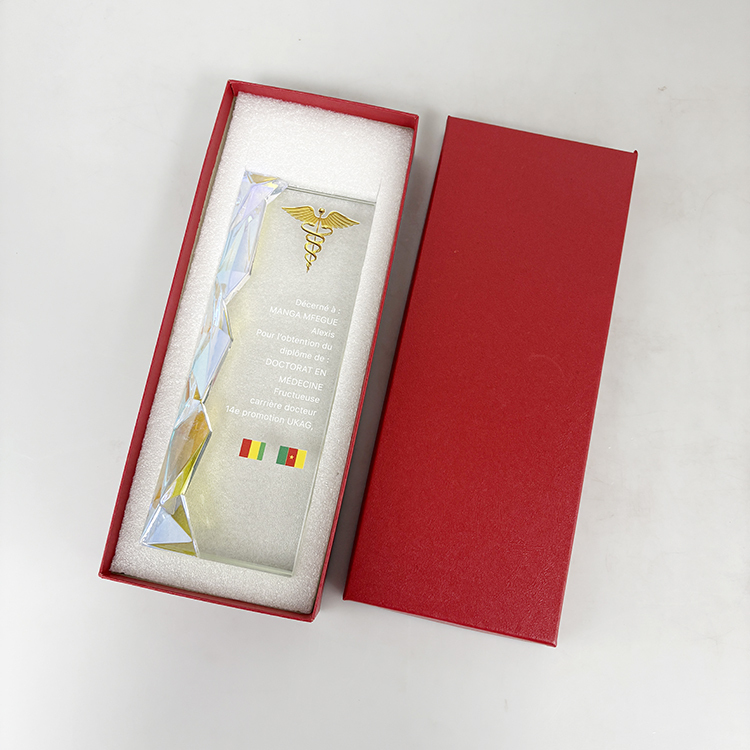 New Design Rainbow Diamond Clear Crystal Glass Awards Plaque Trophy MH-LJ0306