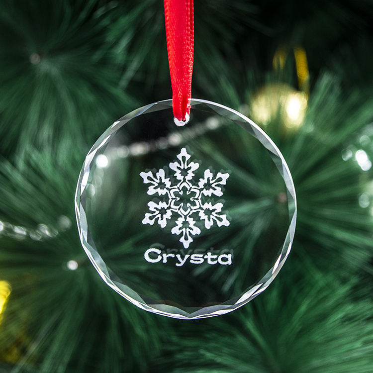 Factory Wholesale Personalised Custom K9 Hanging Crystal Glass Christmas Decoration Ornaments with Name Customized