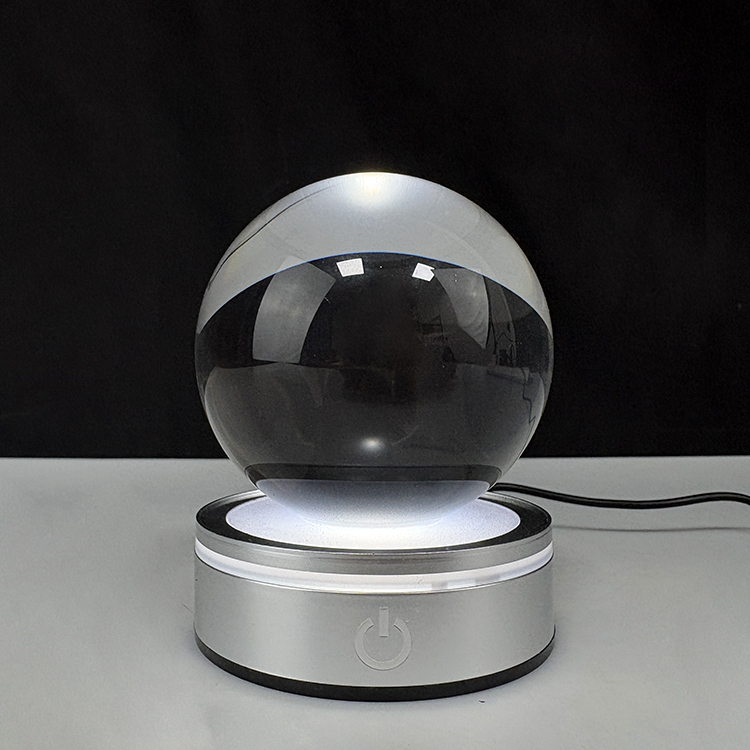 Light up Blank Crystal Ball with Silver Plastic Led Light Base