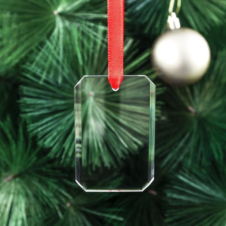 2026 Wholesale High Quality K9 Blank Crystal Ornament Christmas Rectangle Ornament Glass Customized Clear K9 Glass Ornament