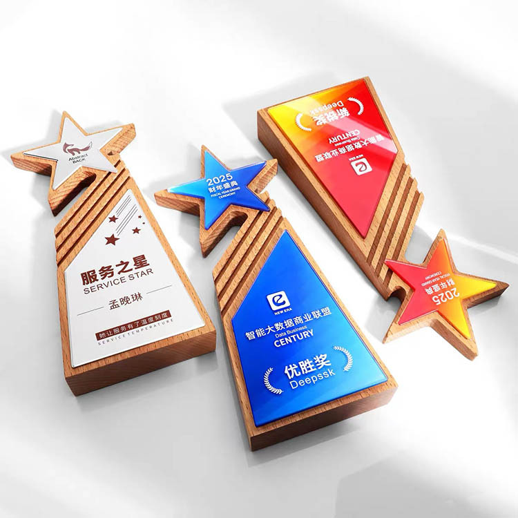 Personalized Crystal Star Wooden Plaque Crystal Trophy MH-FJ0050