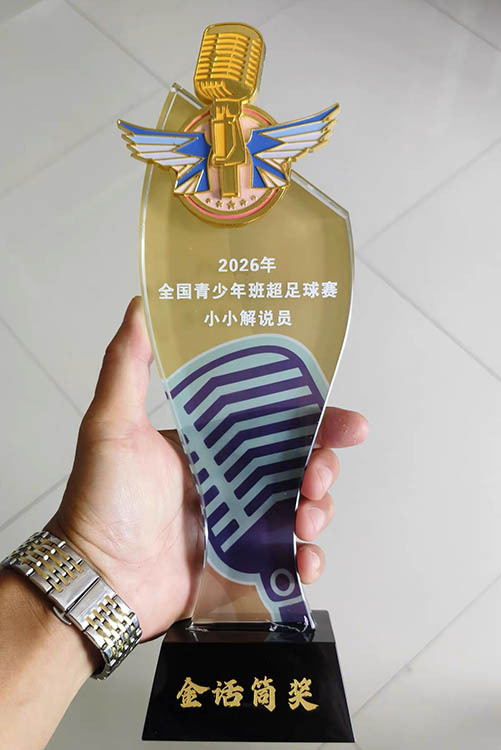 New Design Gold Metal microphone Music Crystal Glass Awards Trophy MH-FJ0047