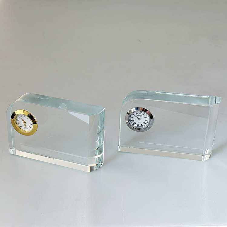 Optical Rectangle Glass Crystal Desk Clock MH-C0214