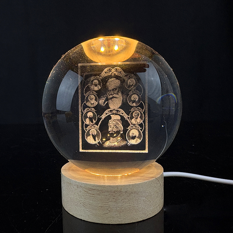 Custom Golden Temple Crystal Ball 3D Laser Engraved Religious Night Light Glass Ball Decor Souvenir Gifts MH-Q0295