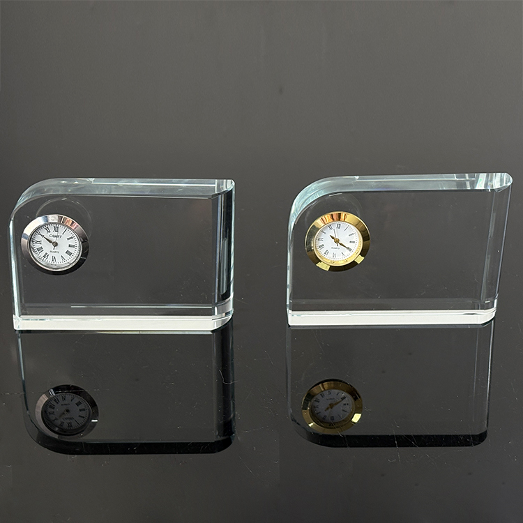 Optical Rectangle Glass Crystal Desk Clock MH-C0214
