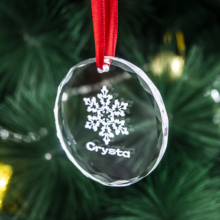 Factory Wholesale Personalised Custom K9 Hanging Crystal Glass Christmas Decoration Ornaments with Name Customized