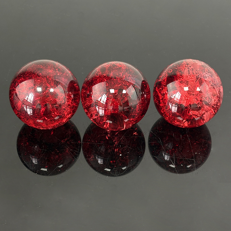 Red Color Glass Crystal Ice Cracked Ball Sphere MH-Q0293