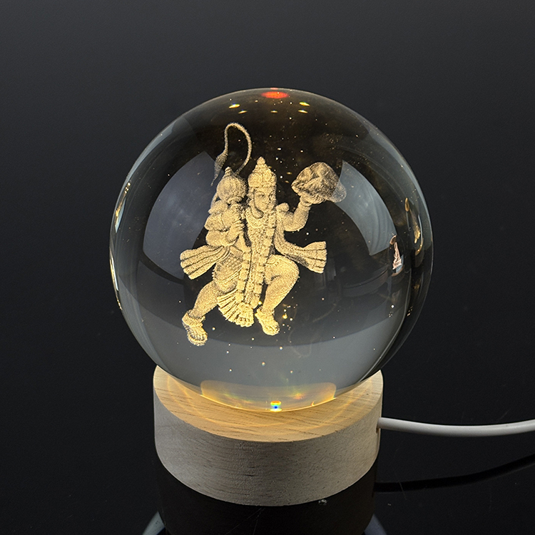 Custom Hindu Ganesh God Crystal Ball 3D Laser Engraved Religious Night Light Glass Ball Decor Souvenir Gifts MH-Q0285