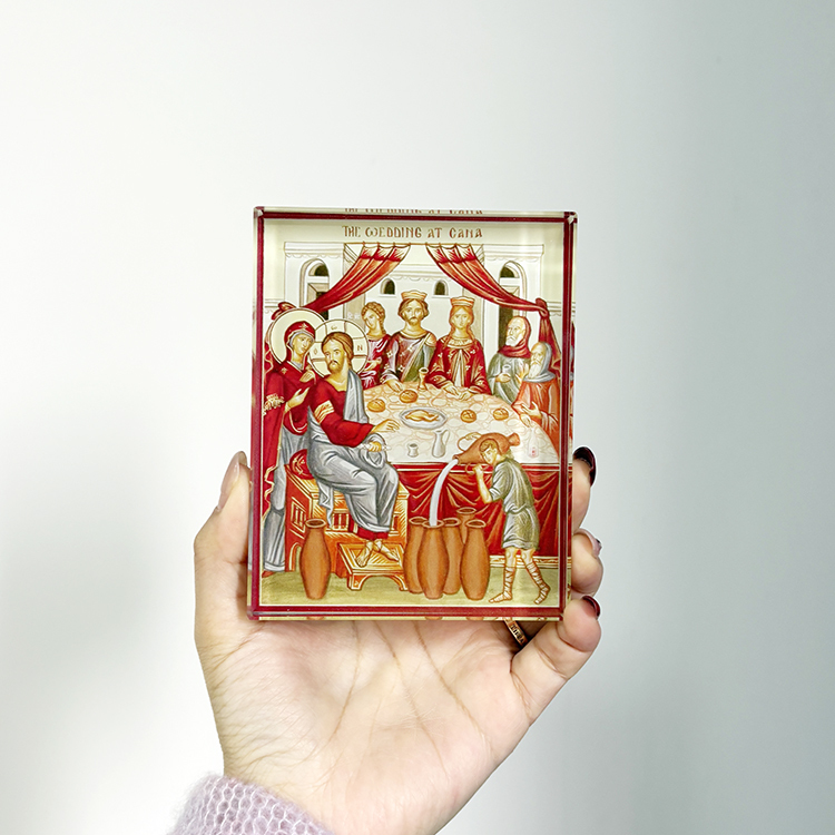 Personalized Holy Family rectangle Shape Glass Crystal Paperweight MH-F0671