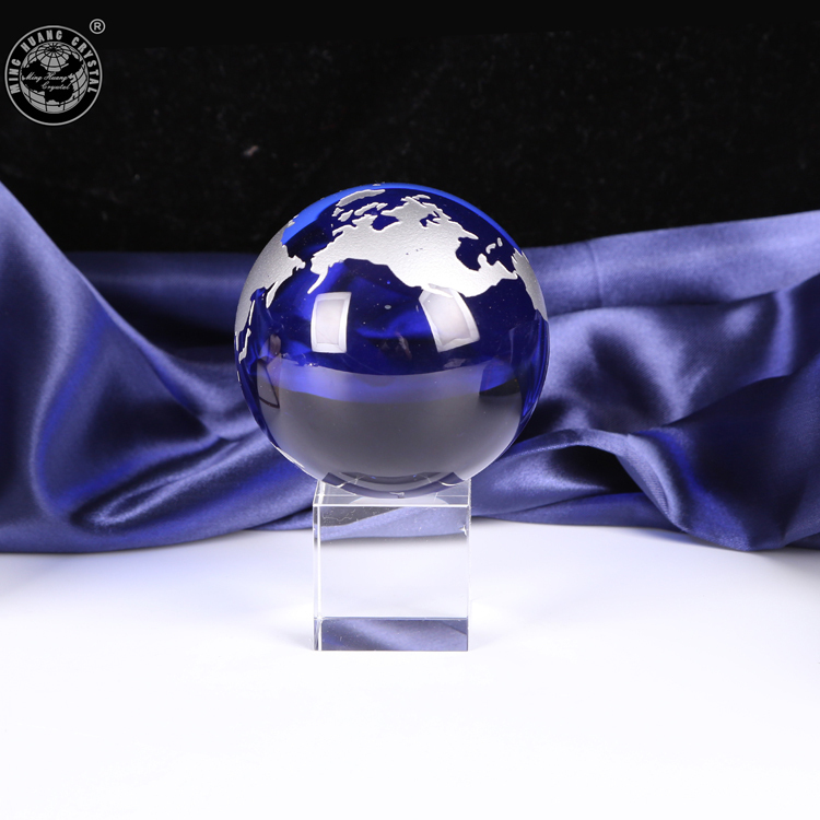 Blue Glass Crystal Glass Globe Paperweight MH-8138