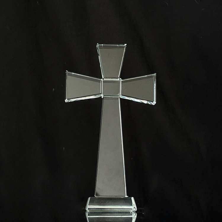 10x17.5cm Clear Crystal Glass Standing Cross MH-15562