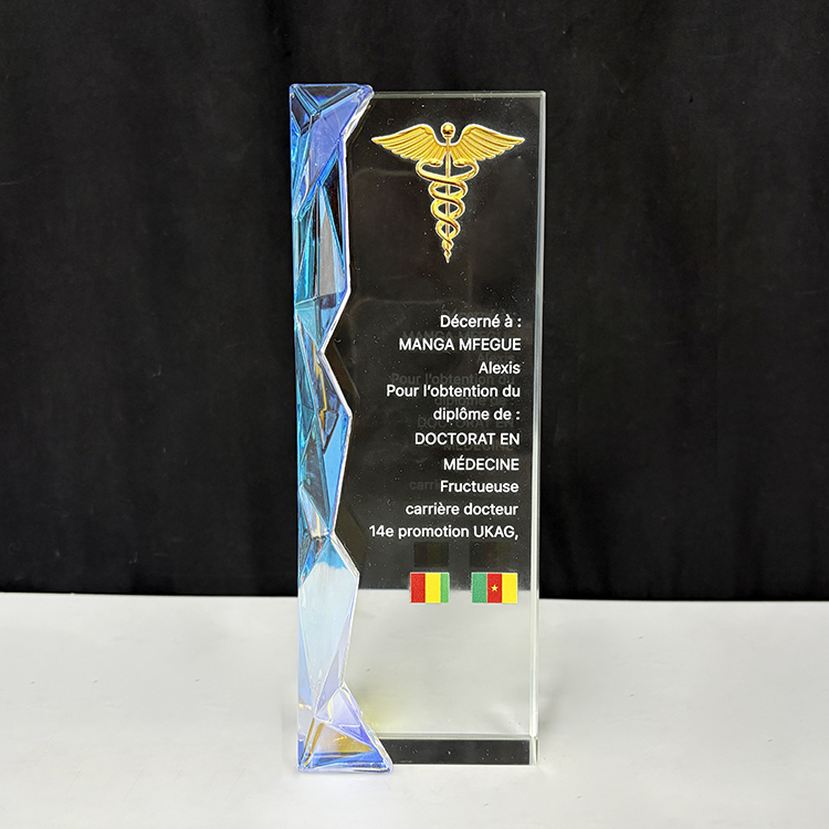 New Design Rainbow Diamond Clear Crystal Glass Awards Plaque Trophy MH-LJ0306