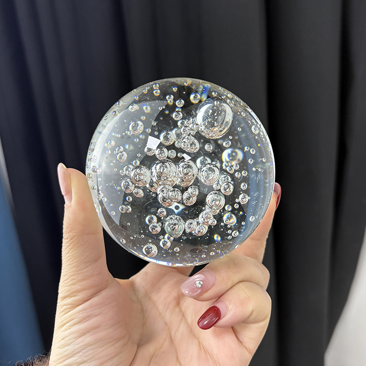 Glass Crystal Balls with air Bubble Ball Sphere Paperweight MH-Q0289