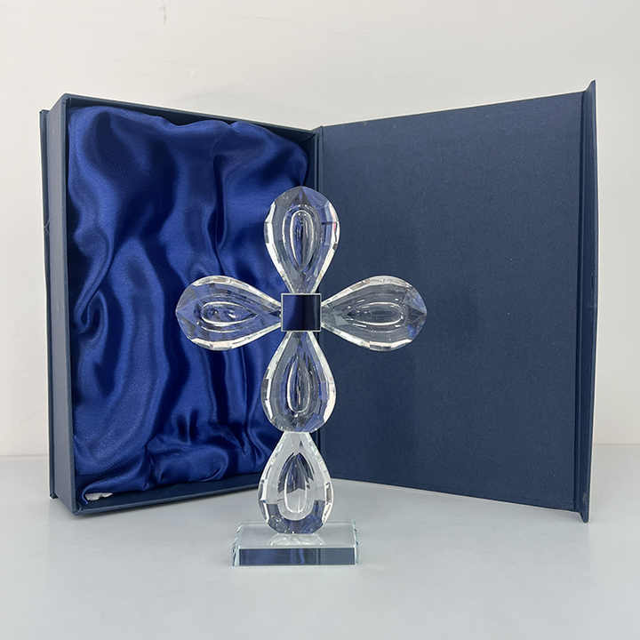 13.5x19cm Clear Crystal Glass Standing Cross MH-15557