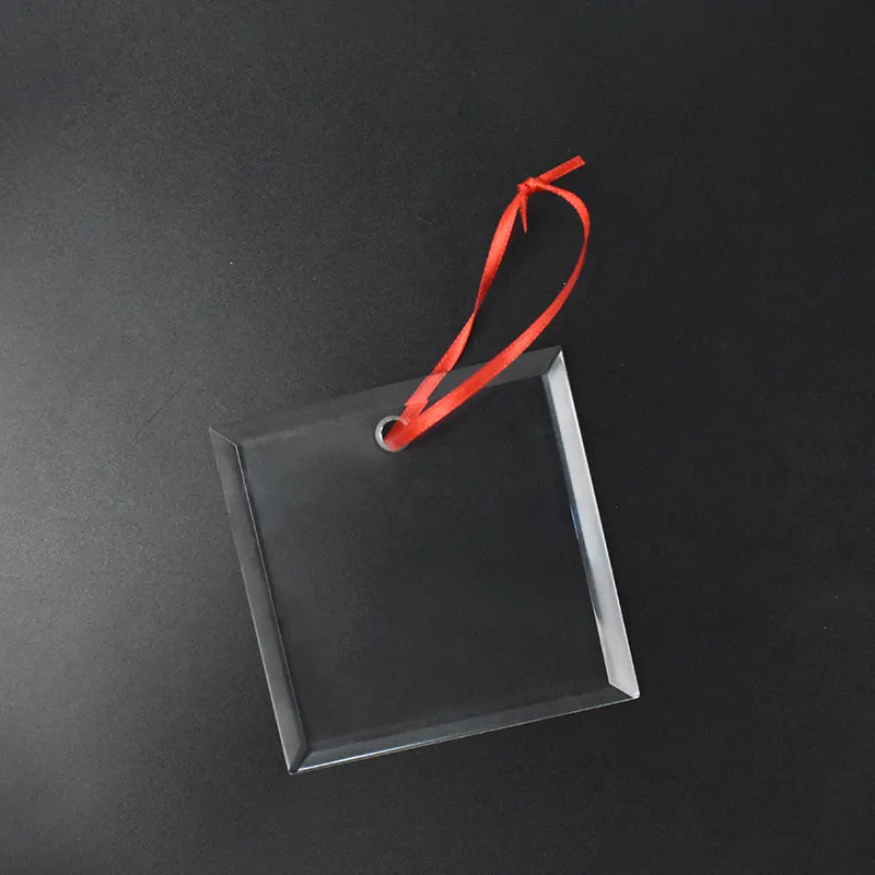Wholesale Factory Custom logo Laser Uv Printing  Tree Ornament Cheap clear Crystal K9 Square Christmas Ornaments for Gifts
