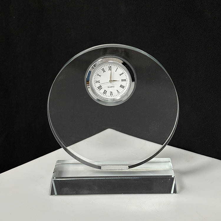 Blank Round Crystal Trophy with Clock MH-C0226