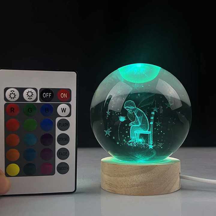 16 Colors 4 Light Modes Light Crystal Laser Bear Deer Milky Way Saturn Ball with Wooden Led Light Base with Remote MH-Q0263