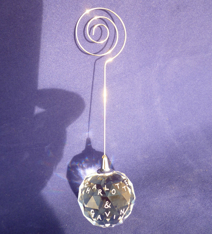 Cut Crystal Ball Photo Place Name Card Holder MH-B0329