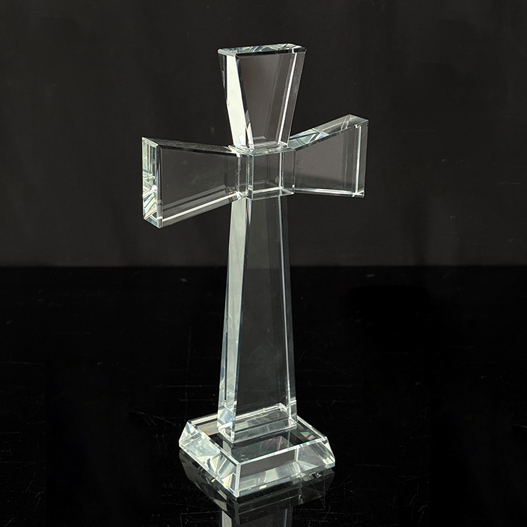 10x17.5cm Clear Crystal Glass Standing Cross MH-15562