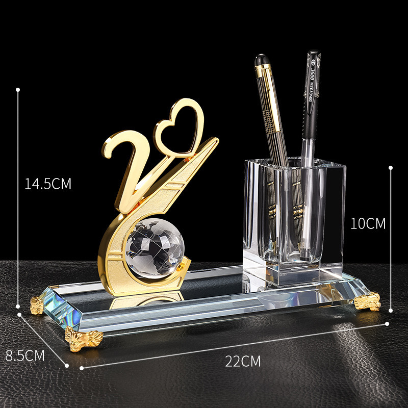 Number 10, 20 30 Years Anniversary Gift Crystal Pen Holder Set for Table Decoration MH-B0384