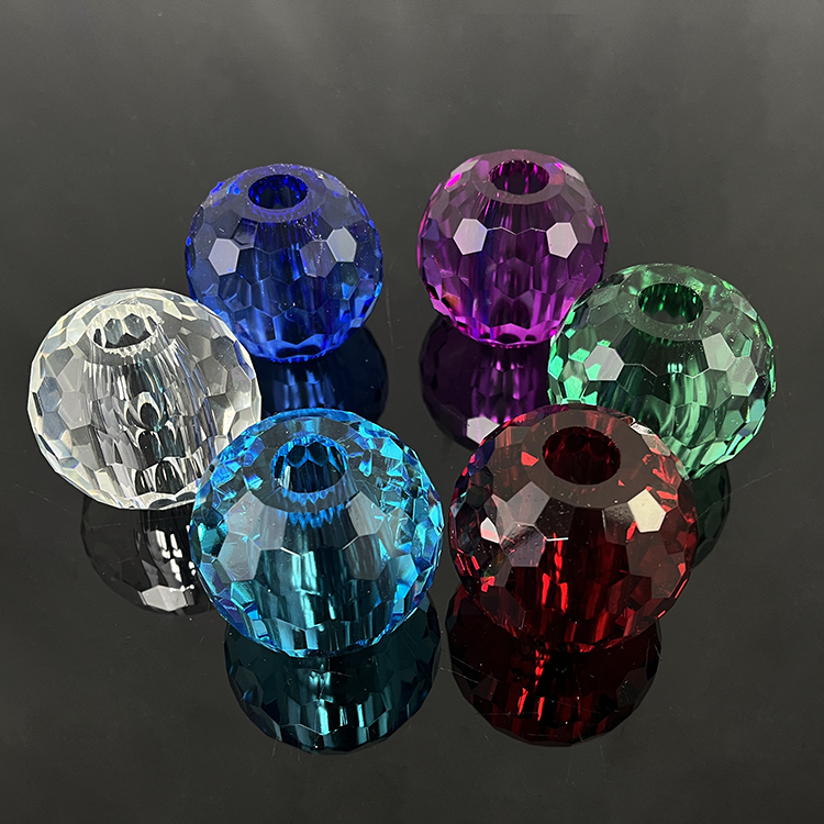 Colored Faceted Glass Crystal Sphere Ball with Hole MH-Q0269